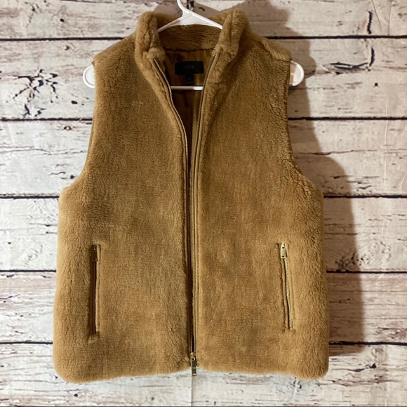 J. Crew Brown Teddy Plush Fleece Excursion Vest - Picture 5 of 13